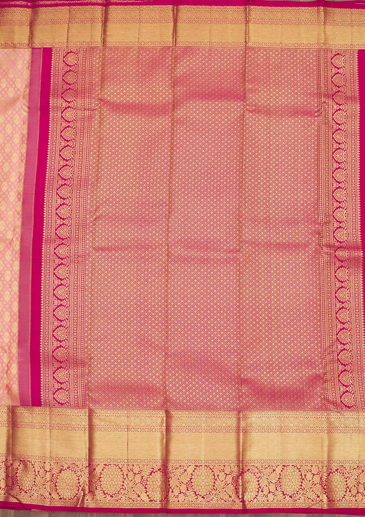 Baby Pink Zariwork Pure Silk Saree-Koskii