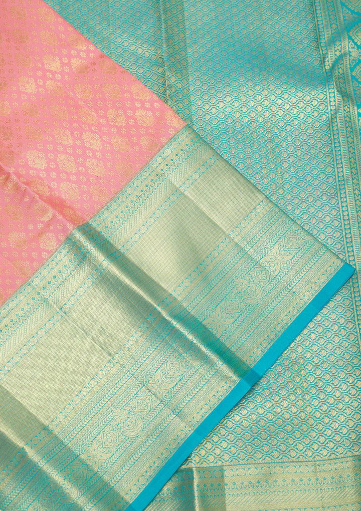 Baby Pink Zariwork Pure Silk Saree-Koskii
