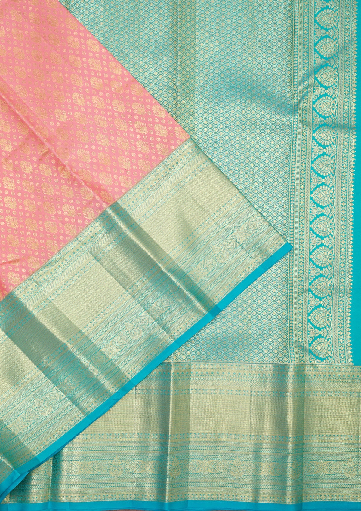 Baby Pink Zariwork Pure Silk Saree-Koskii