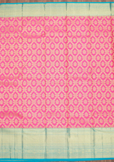 Baby Pink Zariwork Pure Silk Saree-Koskii