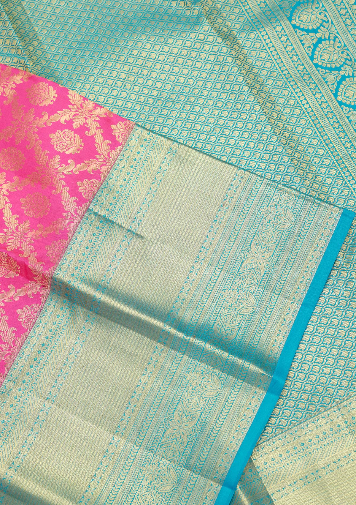 Baby Pink Zariwork Pure Silk Saree-Koskii