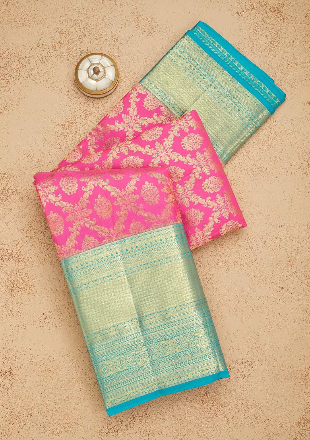 Baby Pink Zariwork Pure Silk Saree-Koskii