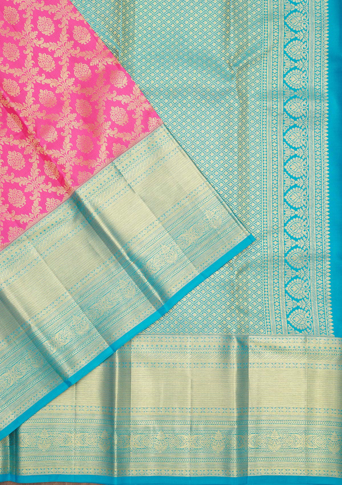 Baby Pink Zariwork Pure Silk Saree-Koskii