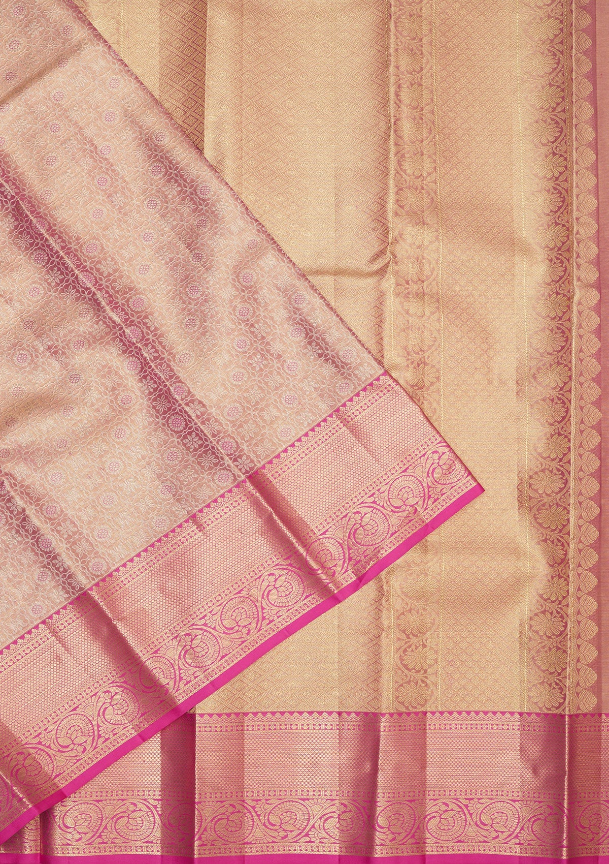 Baby Pink Zariwork Pure Silk Saree-Koskii