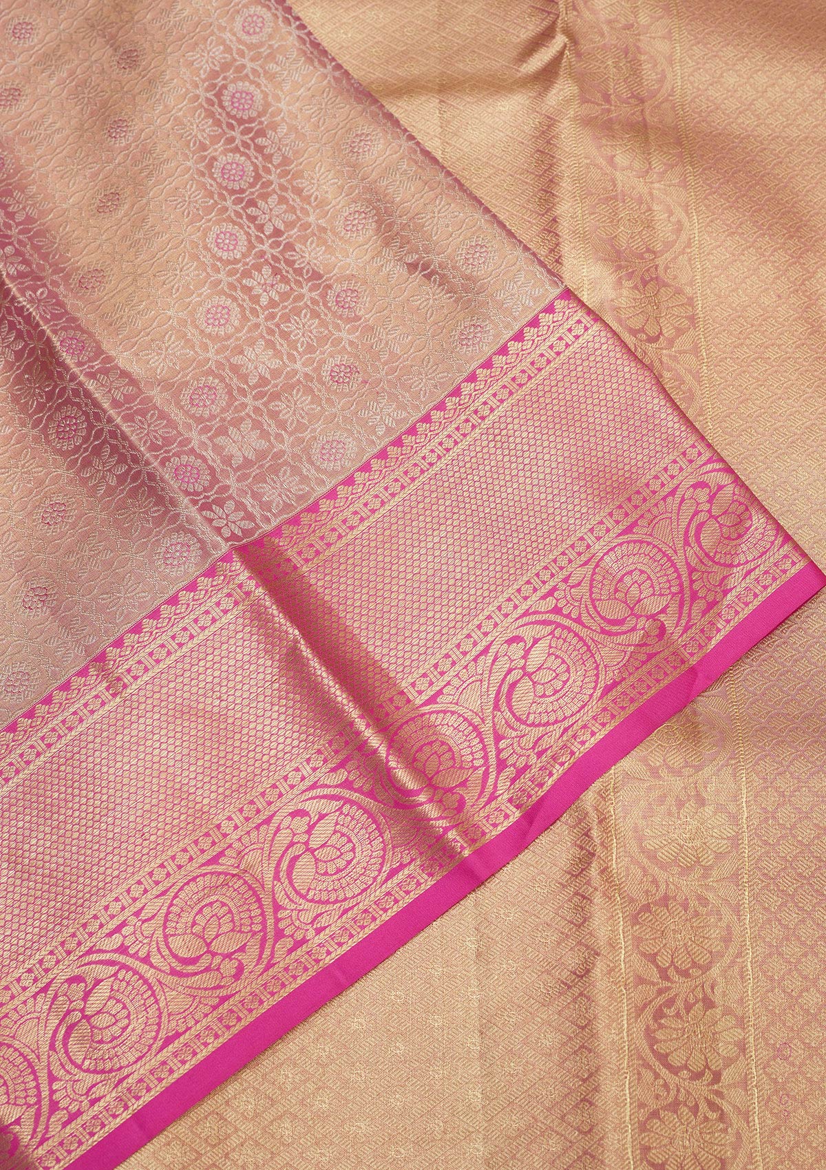 Baby Pink Zariwork Pure Silk Saree-Koskii