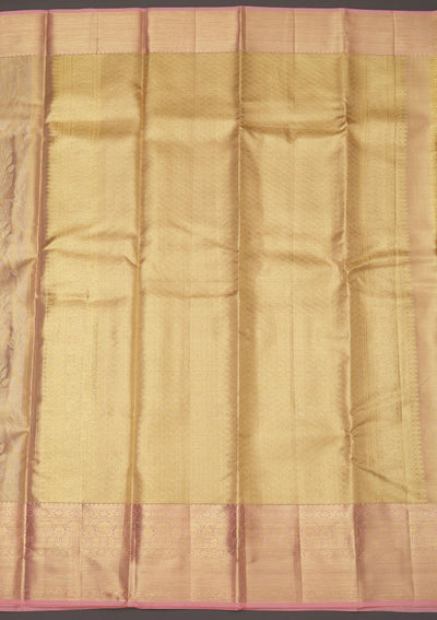 Baby Pink Zariwork Pure Silk Saree-Koskii