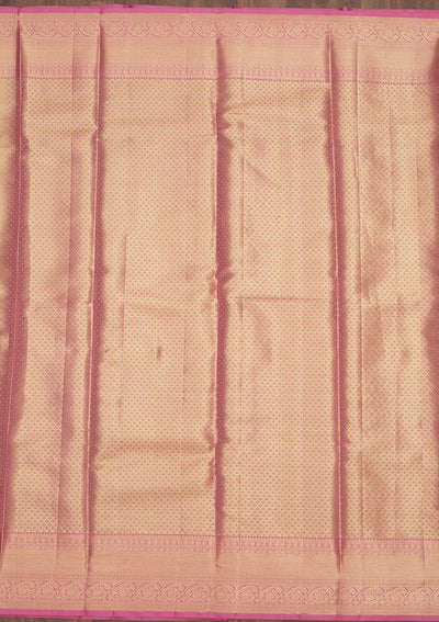 Baby Pink Zariwork Pure Silk Saree-Koskii