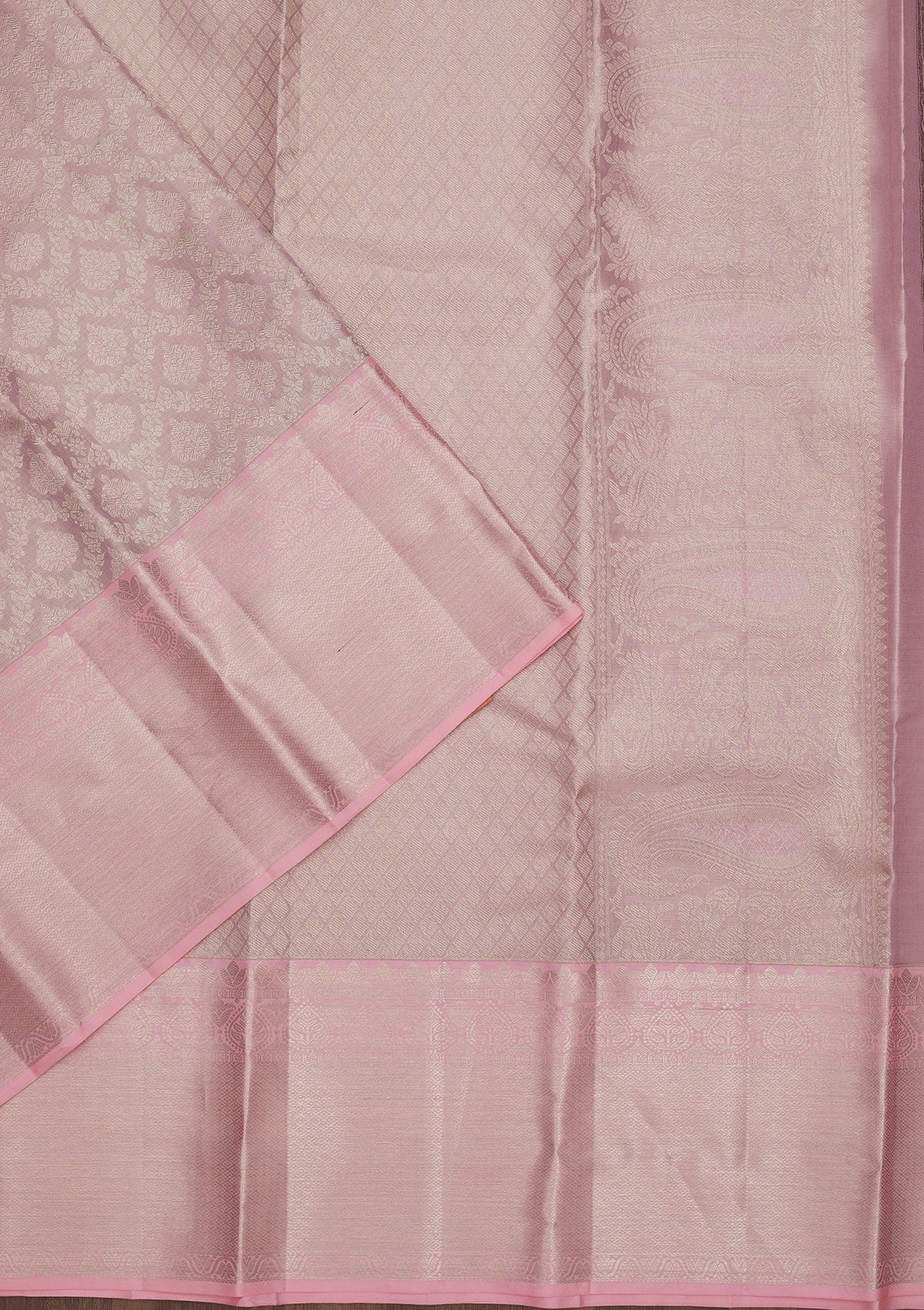 Baby Pink Zariwork Pure Silk Saree-Koskii