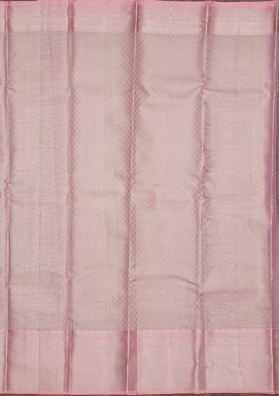 Baby Pink Zariwork Pure Silk Saree-Koskii