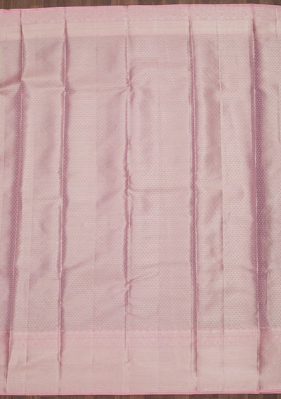 Baby Pink Zariwork Pure Silk Saree-Koskii