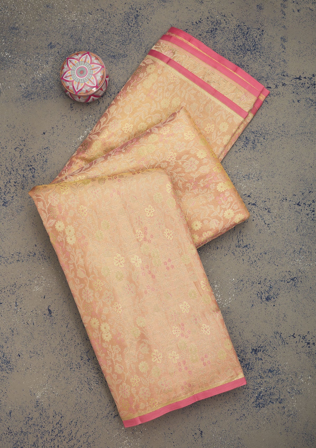 Baby Pink Zariwork Pure Silk Saree-Koskii