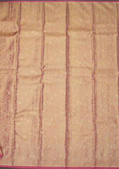 Baby Pink Zariwork Pure Silk Saree-Koskii