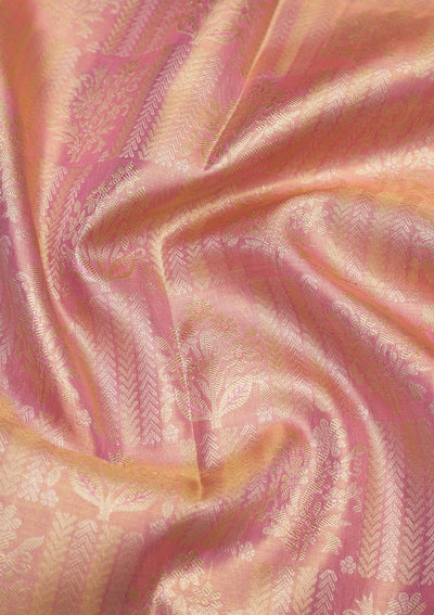 Baby Pink Zariwork Pure Silk Saree-Koskii