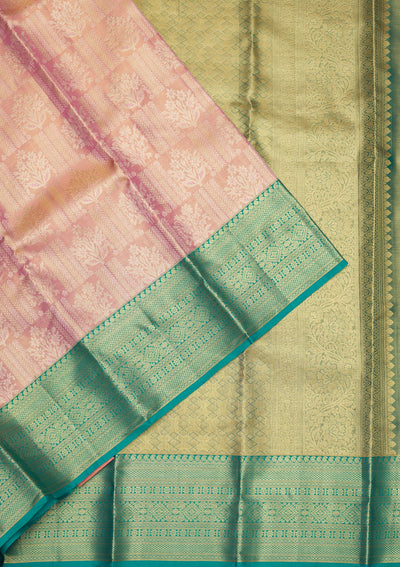 Baby Pink Zariwork Pure Silk Saree-Koskii