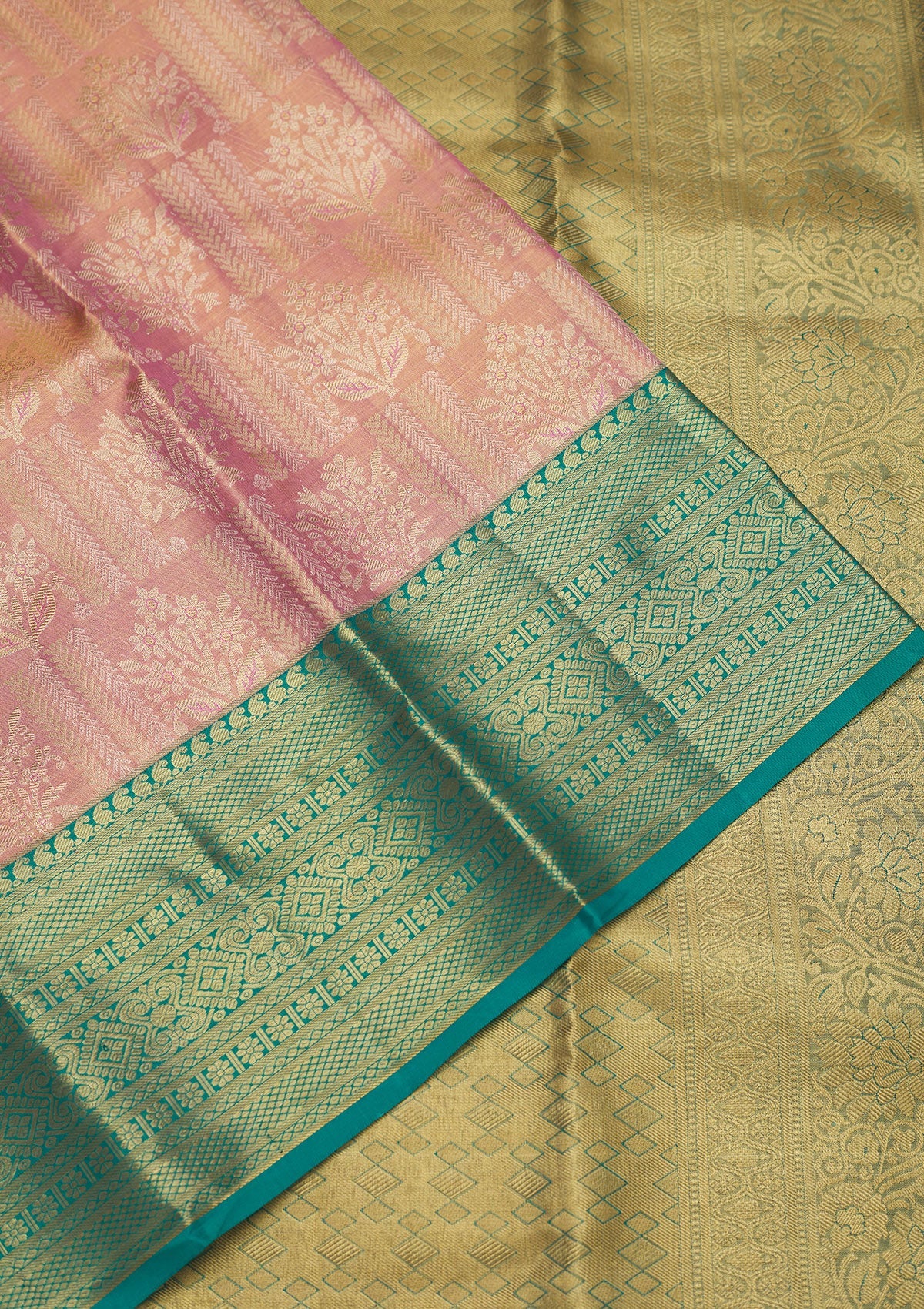 Baby Pink Zariwork Pure Silk Saree-Koskii