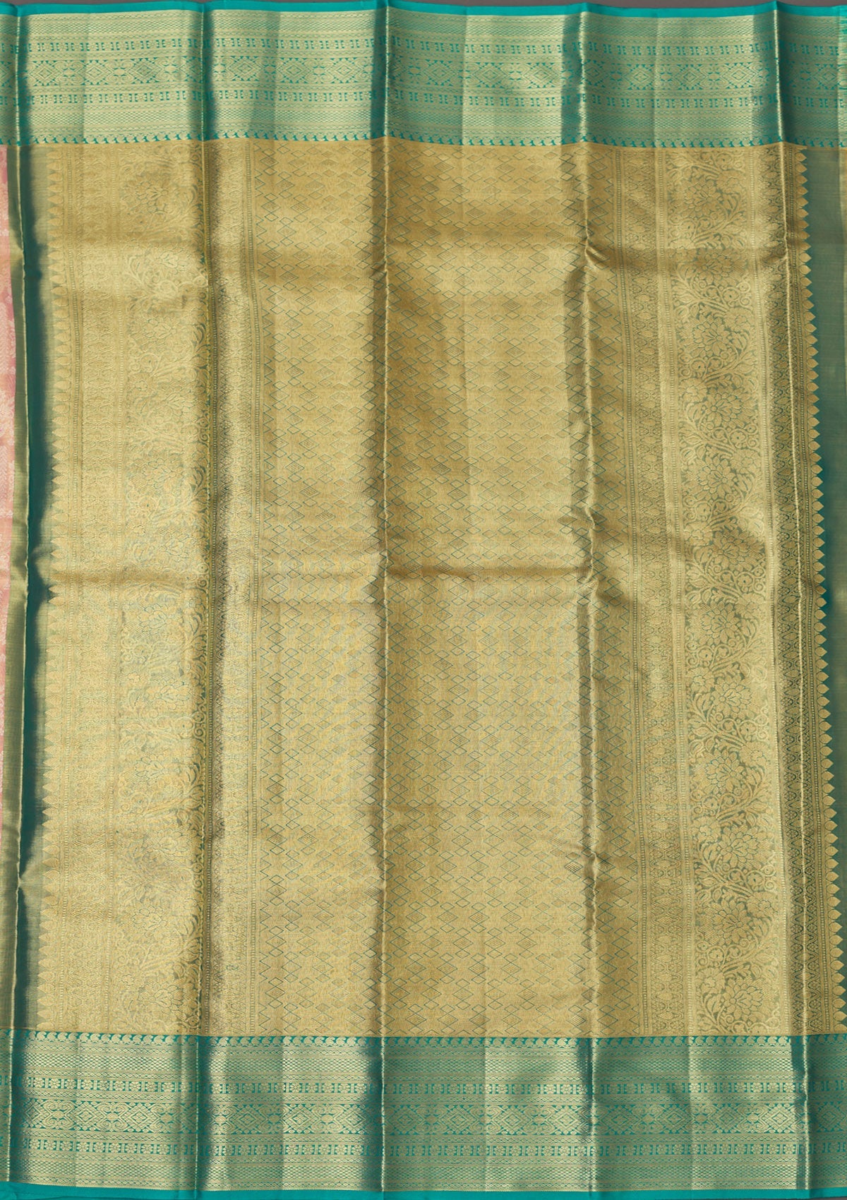 Baby Pink Zariwork Pure Silk Saree-Koskii