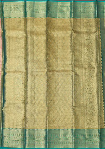 Baby Pink Zariwork Pure Silk Saree-Koskii
