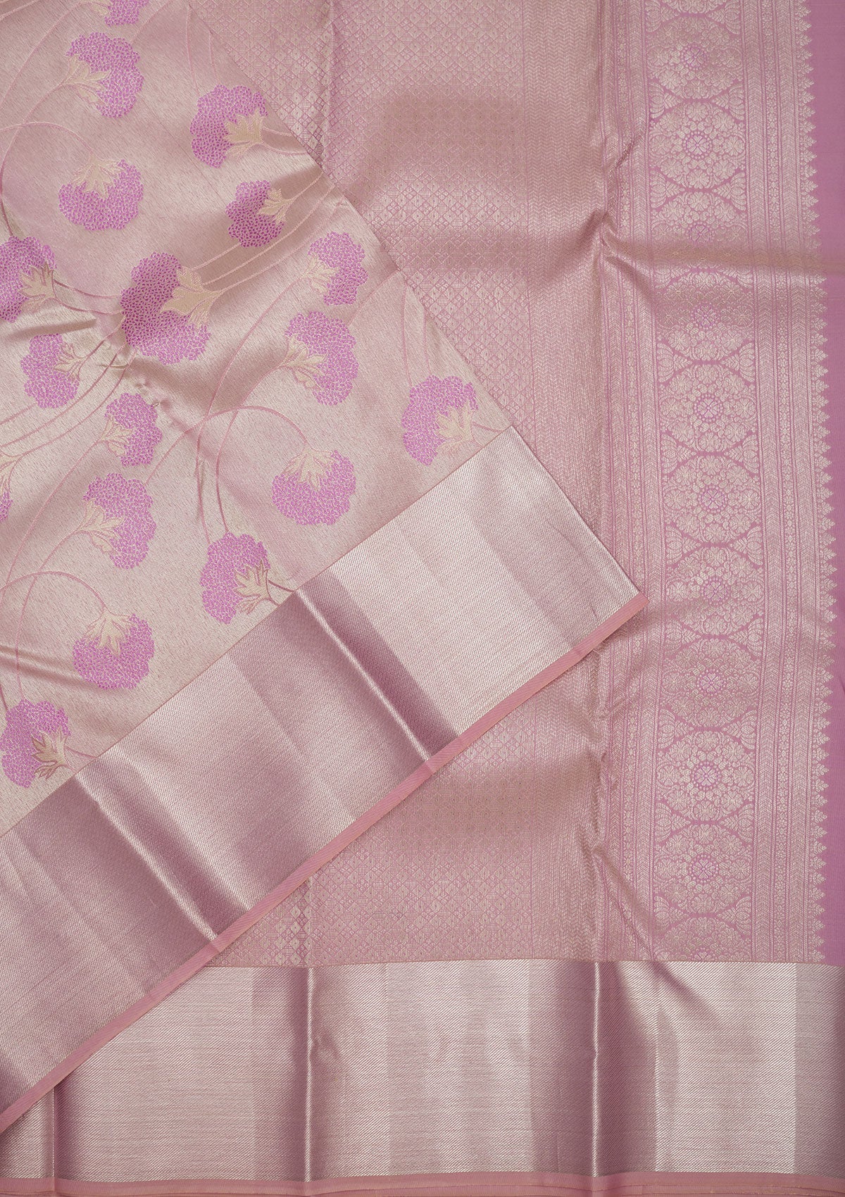 Baby Pink Zariwork Pure Silk Saree-Koskii