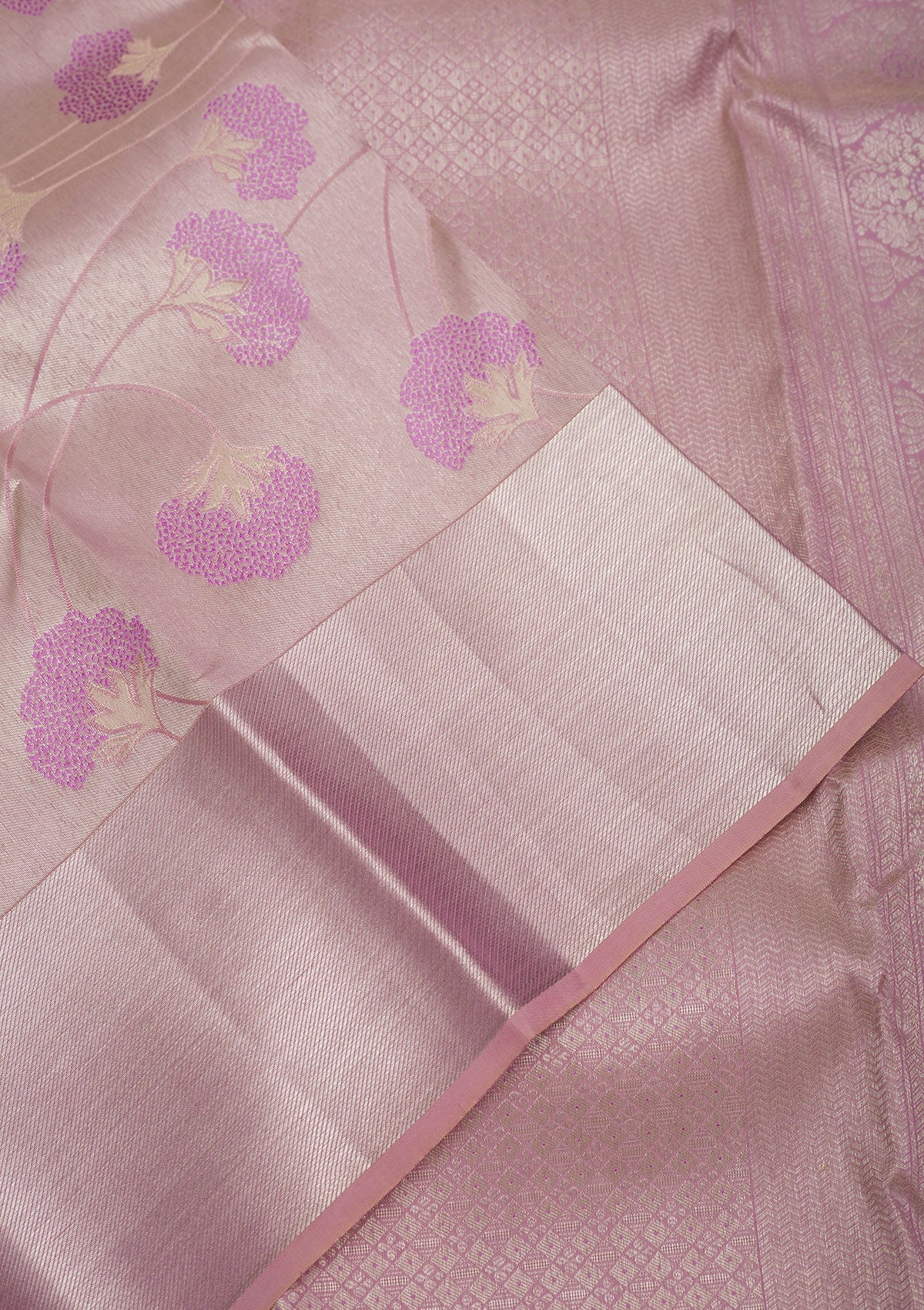 Baby Pink Zariwork Pure Silk Saree-Koskii