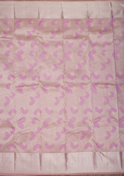 Baby Pink Zariwork Pure Silk Saree-Koskii