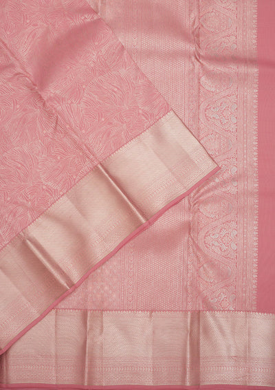 Baby Pink Zariwork Pure Silk Saree-Koskii