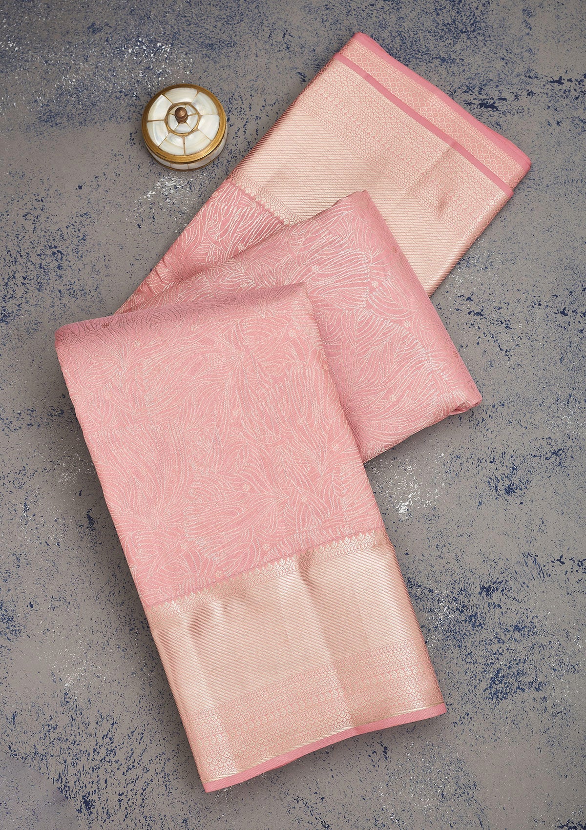 Baby Pink Zariwork Pure Silk Saree-Koskii