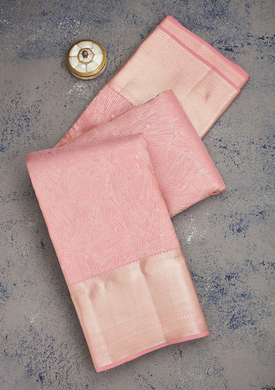 Baby Pink Zariwork Pure Silk Saree-Koskii