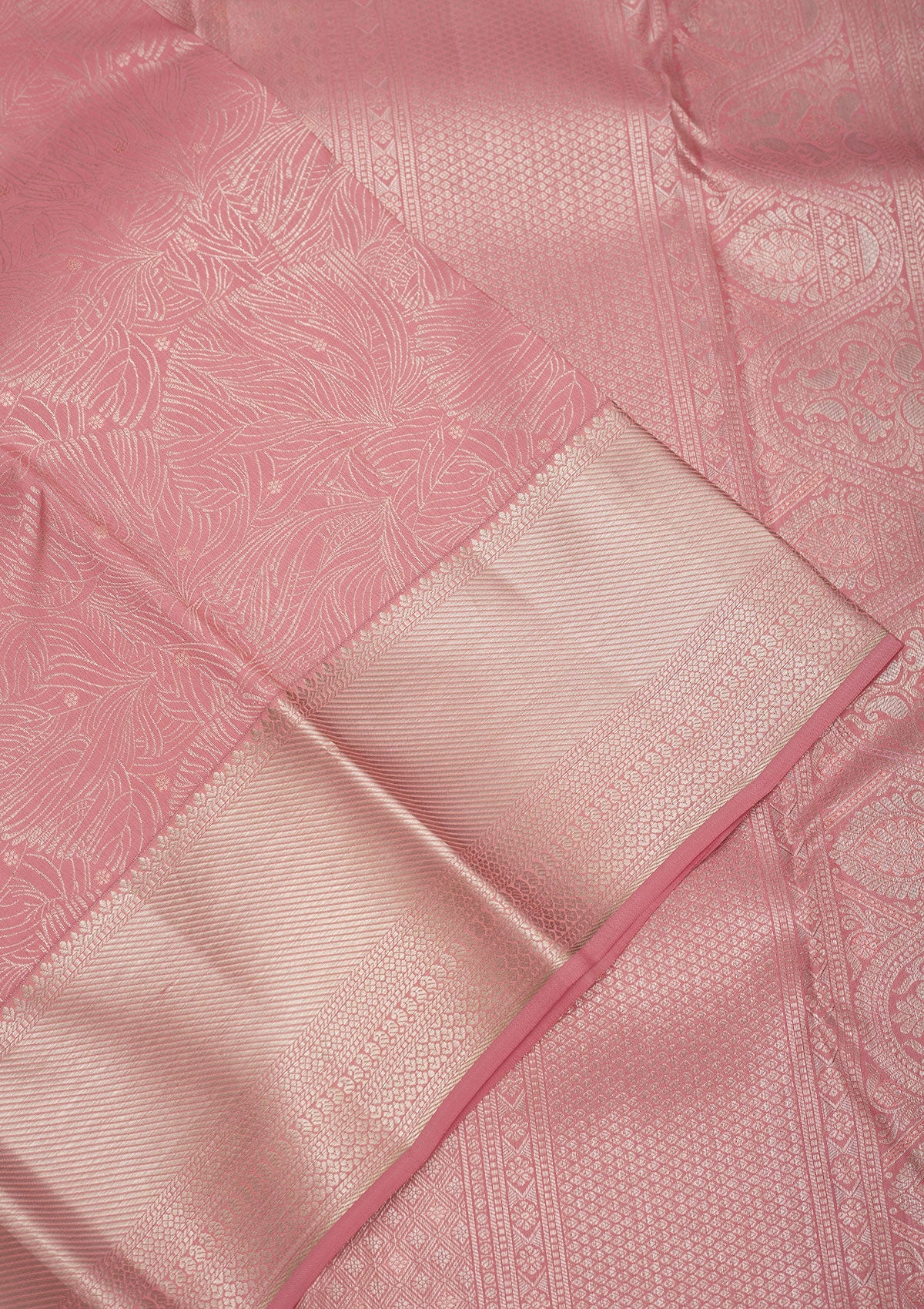 Baby Pink Zariwork Pure Silk Saree-Koskii