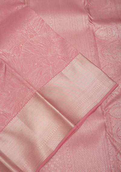 Baby Pink Zariwork Pure Silk Saree-Koskii
