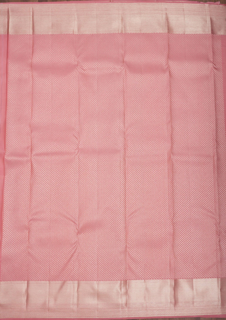 Baby Pink Zariwork Pure Silk Saree-Koskii