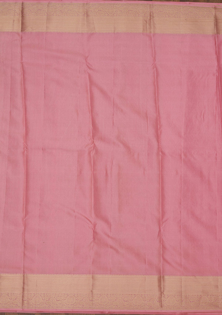 Baby Pink Zariwork Pure Silk Saree-Koskii