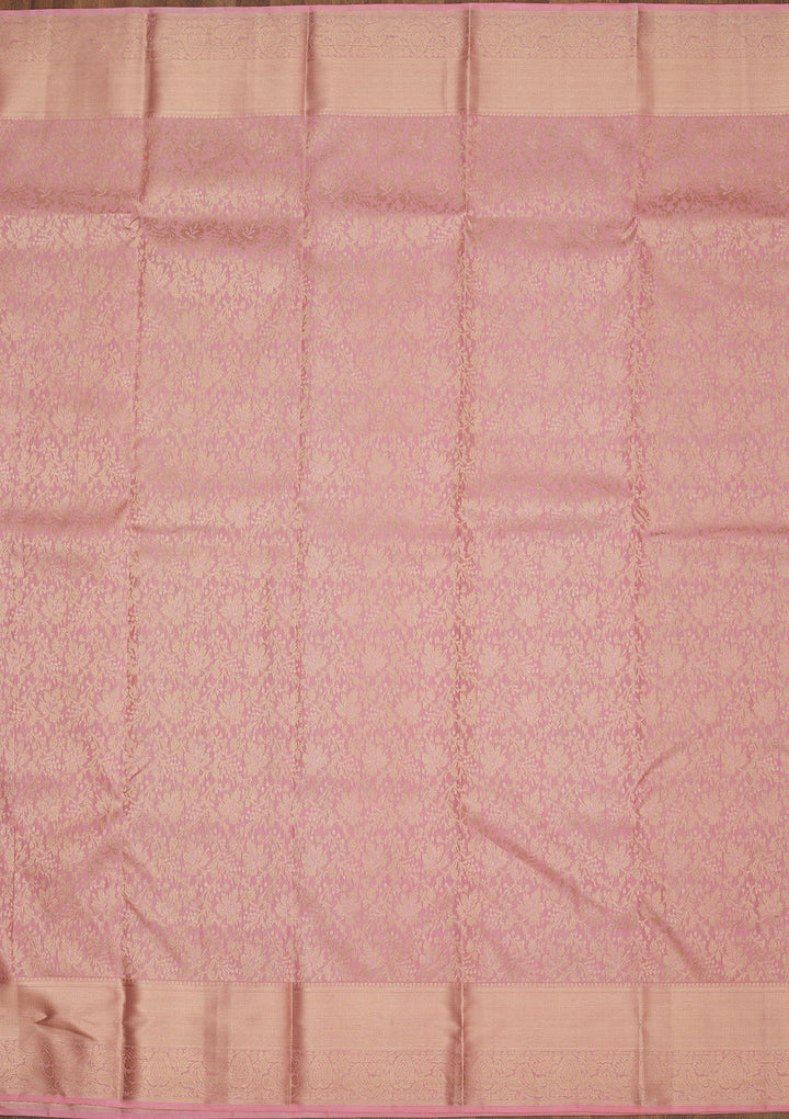 Baby Pink Zariwork Pure Silk Saree-Koskii