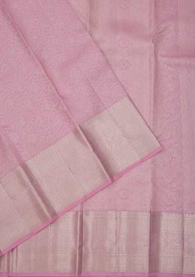 Baby Pink Zariwork Pure Silk Saree-Koskii