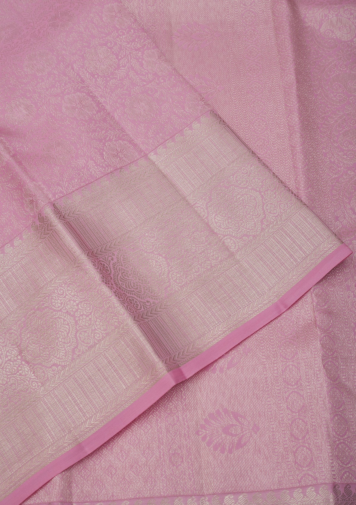 Baby Pink Zariwork Pure Silk Saree-Koskii