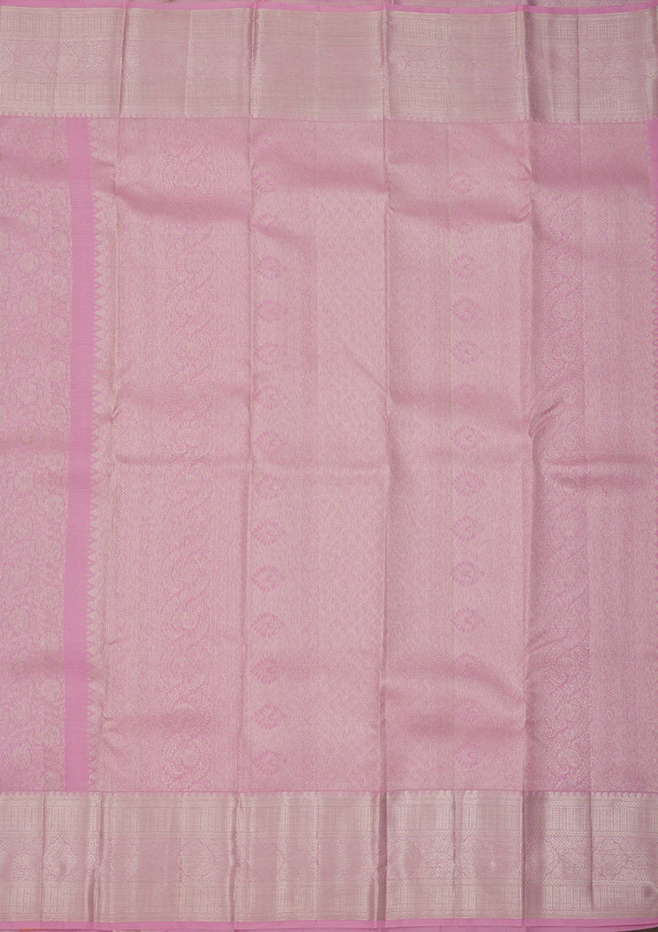 Baby Pink Zariwork Pure Silk Saree-Koskii