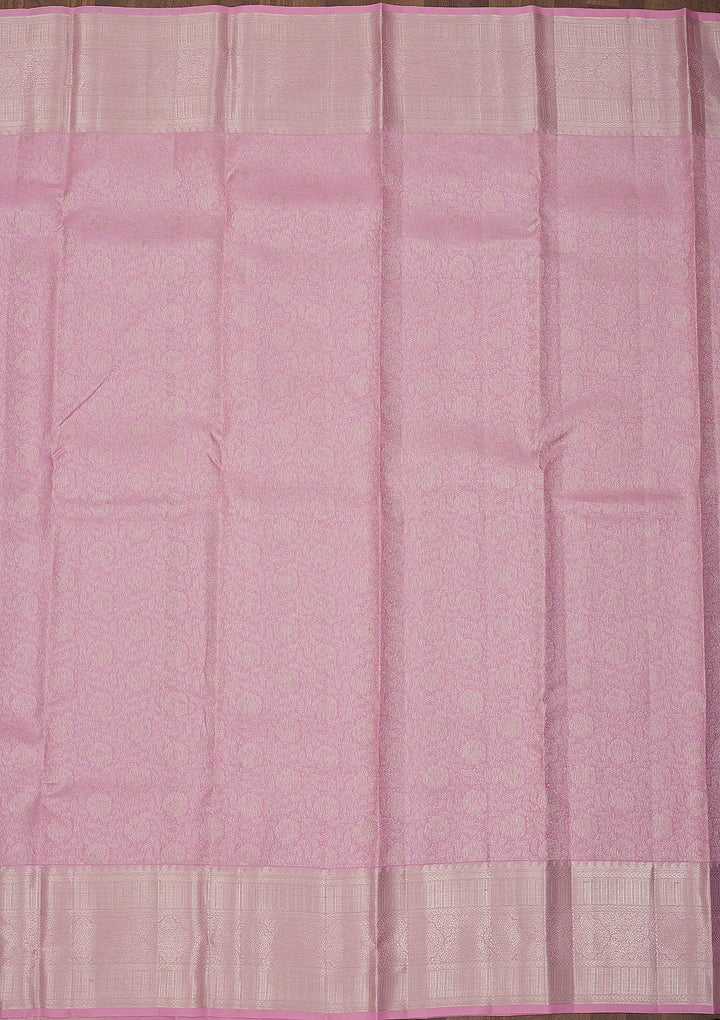 Baby Pink Zariwork Pure Silk Saree-Koskii