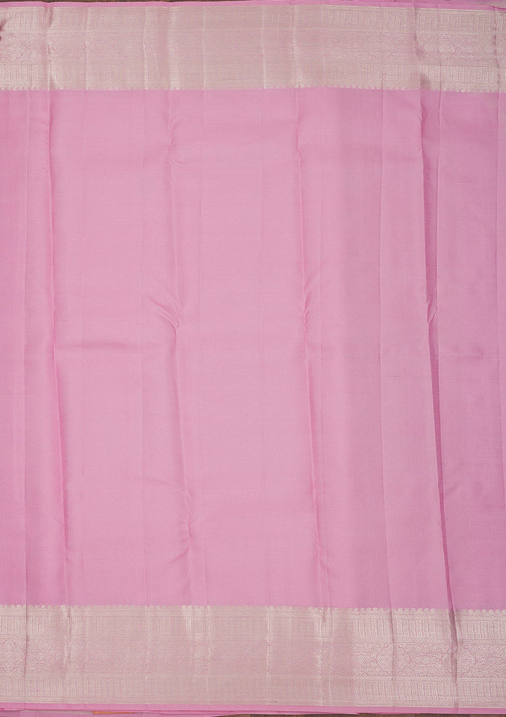 Baby Pink Zariwork Pure Silk Saree-Koskii