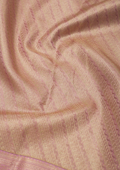 Baby Pink Zariwork Pure Silk Saree-Koskii