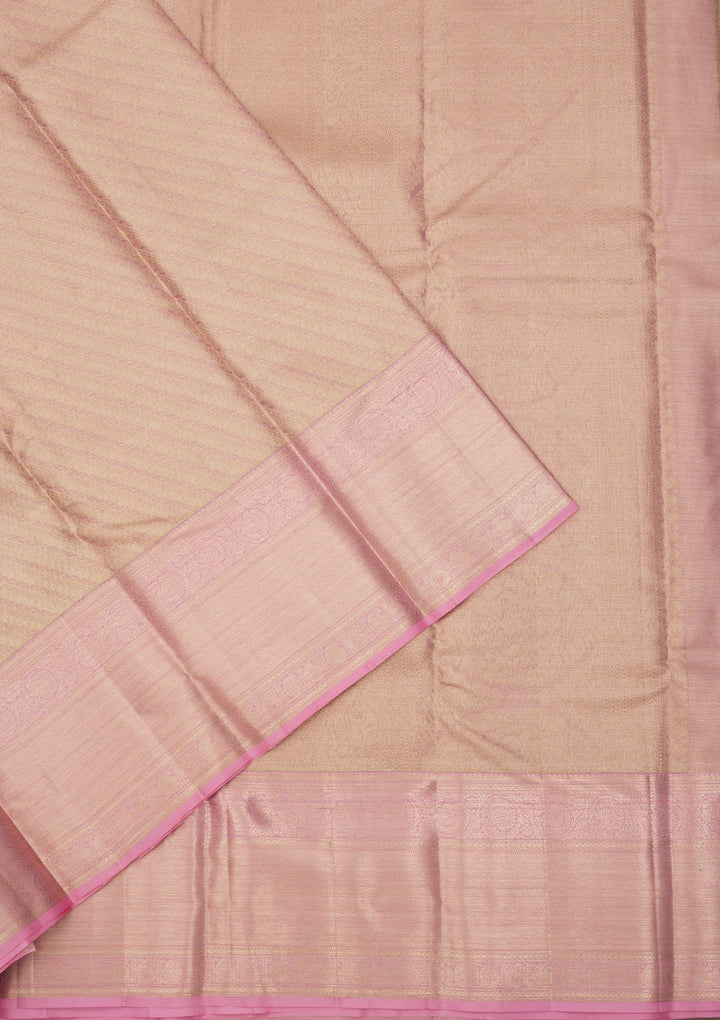 Baby Pink Zariwork Pure Silk Saree-Koskii