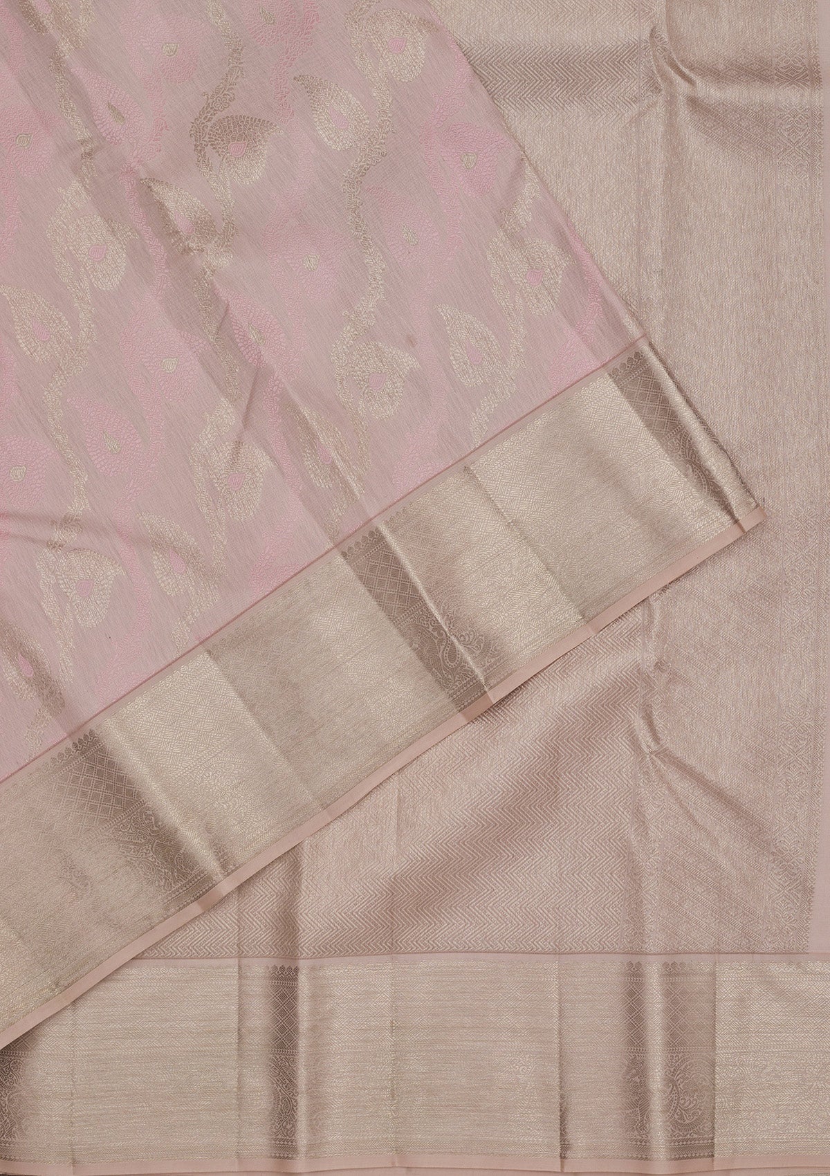 Baby Pink Zariwork Pure Silk Saree