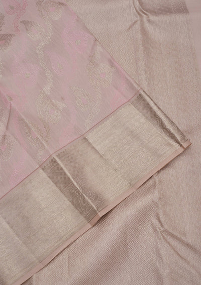 Baby Pink Zariwork Pure Silk Saree