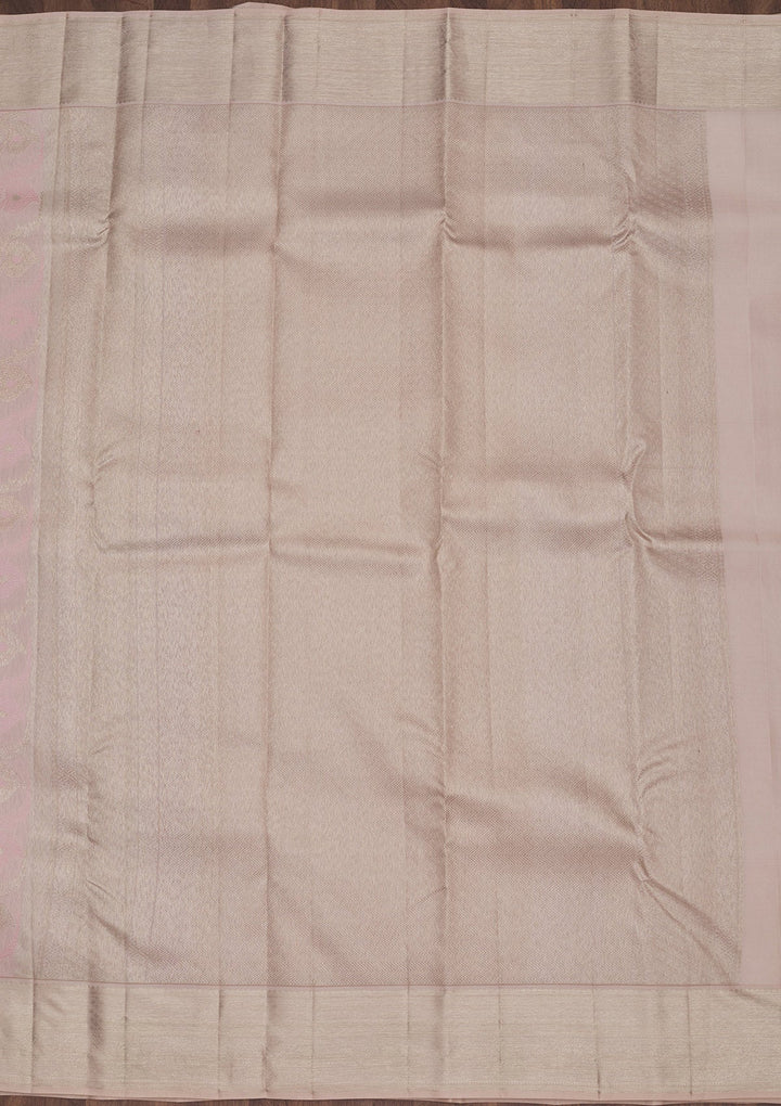 Baby Pink Zariwork Pure Silk Saree