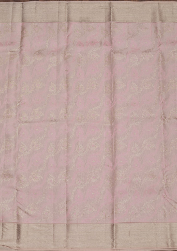 Baby Pink Zariwork Pure Silk Saree