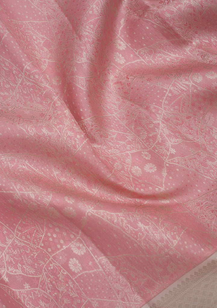 Baby Pink Zariwork Pure Silk Saree