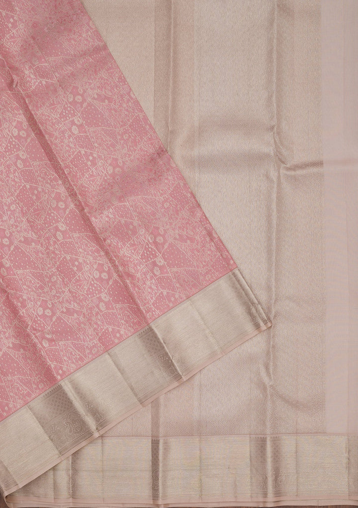 Baby Pink Zariwork Pure Silk Saree
