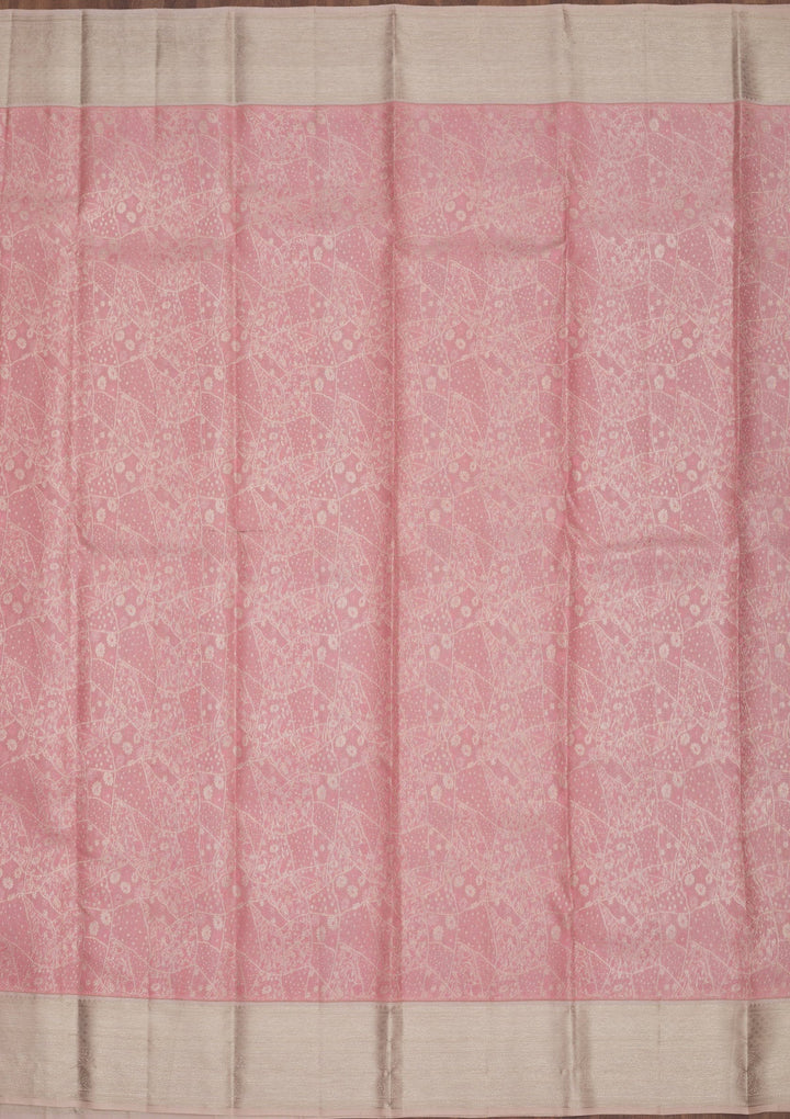 Baby Pink Zariwork Pure Silk Saree