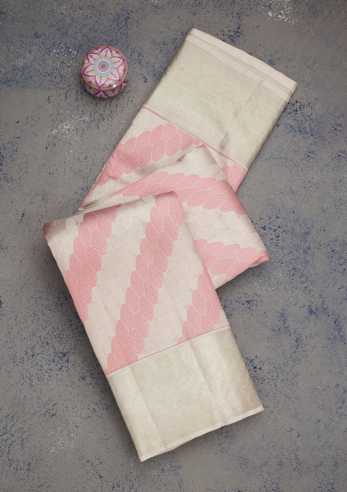 Baby Pink Zariwork Pure Silk Saree-Koskii