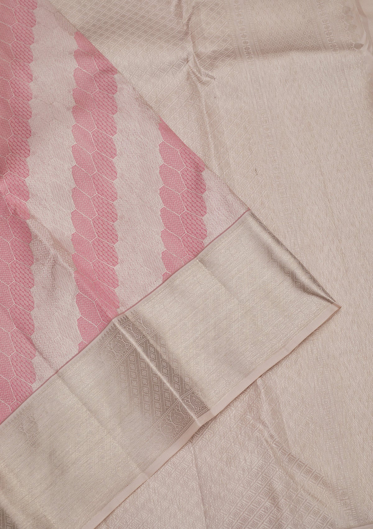 Baby Pink Zariwork Pure Silk Saree