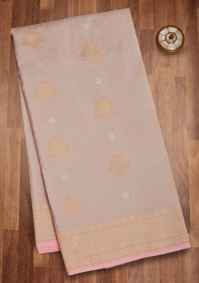 Baby Pink Zariwork Pure Silk Saree-Koskii
