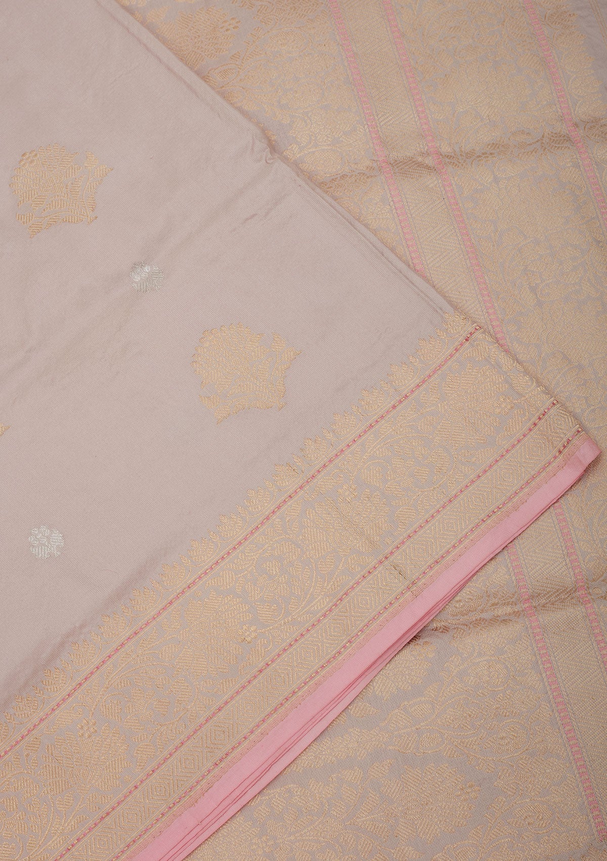 Baby Pink Zariwork Pure Silk Saree-Koskii